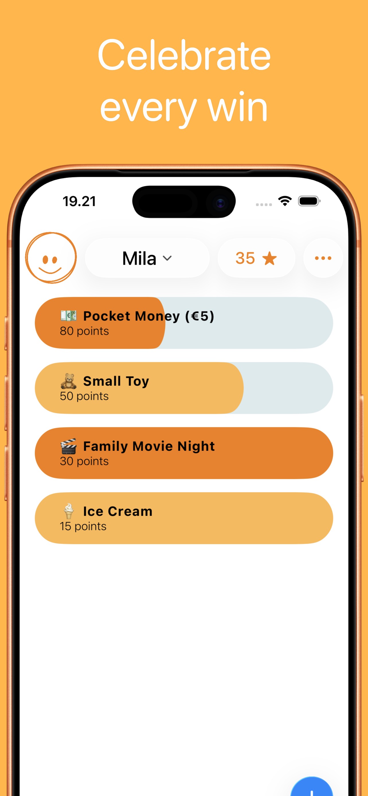 DailyHero rewards screen in English